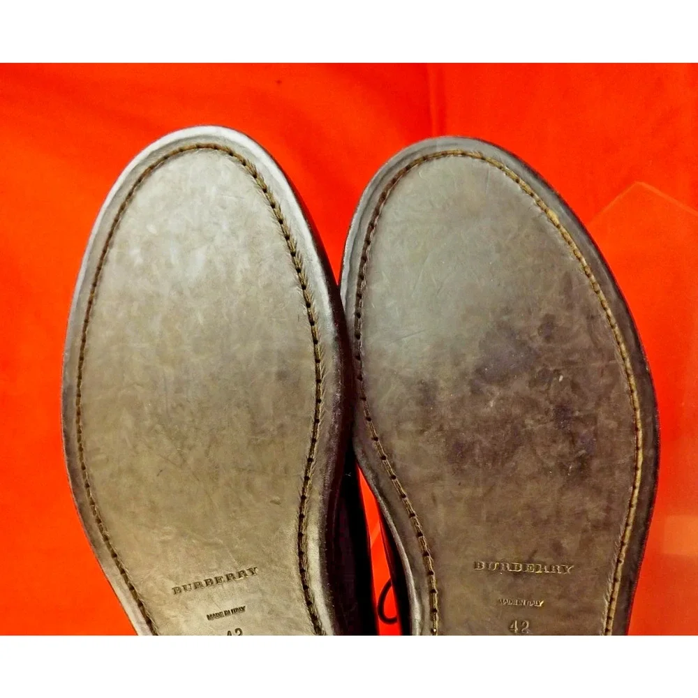 NIB BURBERRY REDWORTHS BROWN LEATHER SHEARLING DERBY OXFORDS 43.5 $795 ITALY - Picture 11 of 12